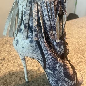 Giuseppe Real Snakeskin Open Toe Boots